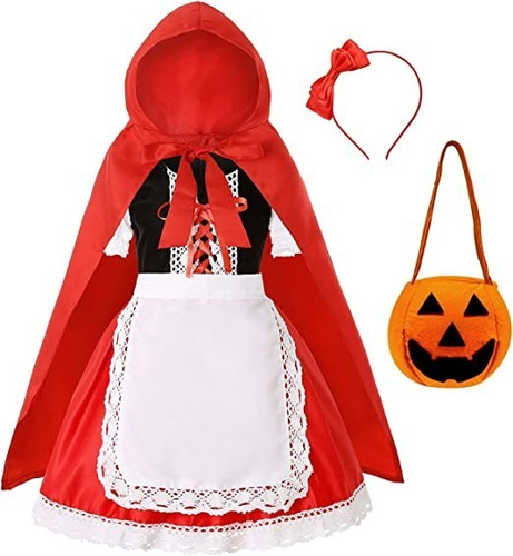 Disfraz De Caperucita Roja Para Niñas, Disfraz De Halloween