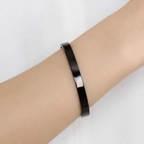 Imagen 3 de 4 de Pulsera Esclava Mujer Brazalete Acero Abierta Lisa Ancha