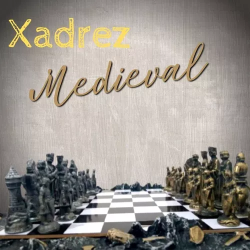 Jogo De Xadrez Tematico Xadrez Medieval + Tabuleiro Resina