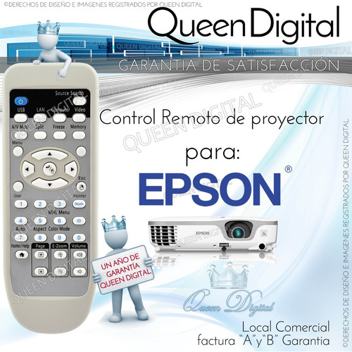 Imagen 2 de 9 de Control Remoto Proyector Para Epson Todos Los Modelos Powerl