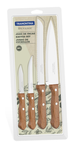 Juego X 4 Cuchillos Dynamic Cocina Fruta Chef Tramontina 