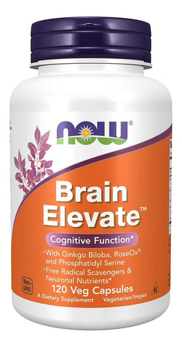 Brain Elevate Apoyo Cerebral Now 120 Capsulas Vegetales Sabor Neutro