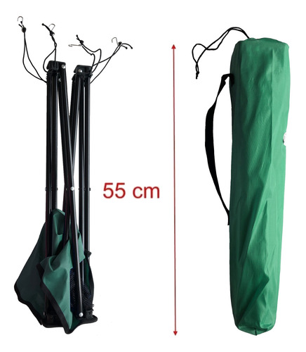 Imagen 7 de 10 de Mesa De Tela Plegable Con Portavasos Con Funda Verde Iael