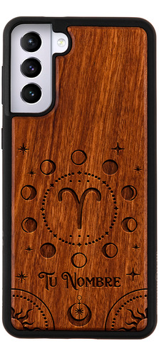 Funda Para Galaxy Signo Zodiaco Aries Madera Grabada Nombre