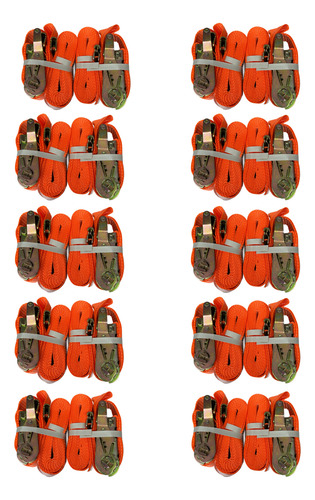 Banda Eslinga Amarre Logistica Carga Trailer 2x4.87mts 20pz Naranja