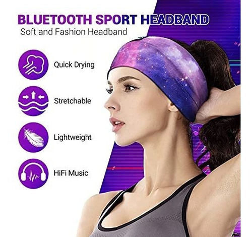 Diadema Para El Cabello Con Auriculares Bluetooth Morado