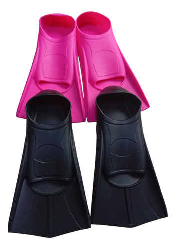 Aletas Natación Silicona 2 Pares 4-5mx Entrenamiento Semi N Rosa Chicle Y Negro Intenso (Usado)