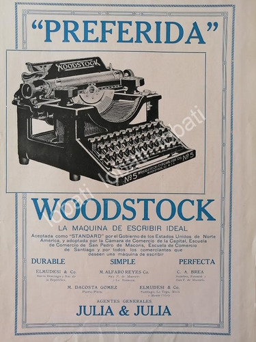 Cartel Retro Maquinas De Escribir Woodstock No 5. 1920 29