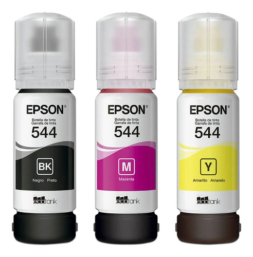 Kit De Tintas Epson 544, Color Negro, Magenta Y Amarillo Tinta Multicolor