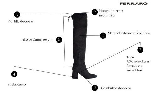 Imagen 10 de 10 de Botas Bucaneras Gamuza Elastizada Mujer - Donna - Ferraro