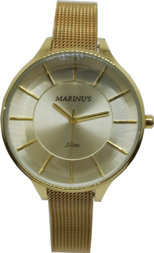 Relógio Feminino Marinus Dourado Esteirinha + Brinde