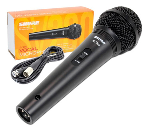 Microfone Profissional Shure Sv200 C/ Cabo Xlr P10 Preto