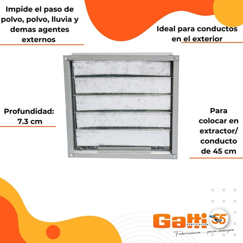 Persiana Metálica Móvil Extractor De Aire 45 Cm Baño/cocina Gatti Ventilación