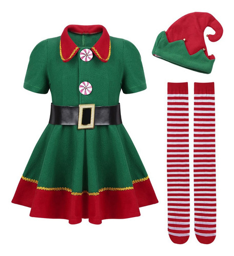 Disfraz De Elfo Navideño Para Mujer, Hombre Y Niño