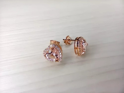 Aretes Pendientes Plata 925 Baño Oro Con Gema De Morganita