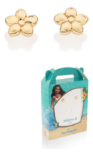 Brincos Moana Flor Banhado A Ouro Rommanel 527445
