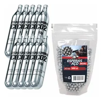 Comprar Kit Com 1000 Esferas De Aço 4.5mm + 10 Cilindros Co2 12g