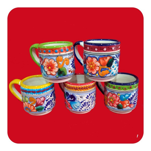 Imagen 5 de 7 de Taza De Talavera Poblana Color Varios Diseños 300ml. Tz