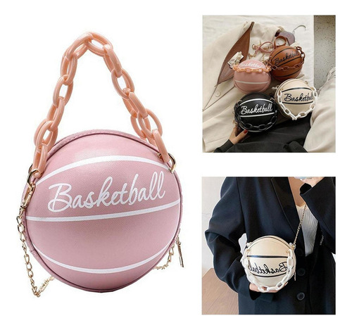 Bolso De Baloncesto Para Mujer, Cuero Redondo Gráfico Con