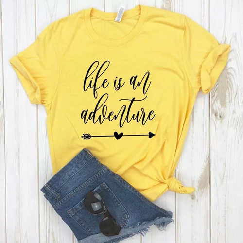 Camiseta Amarilla En Algodón La Vida Es Una Aventura