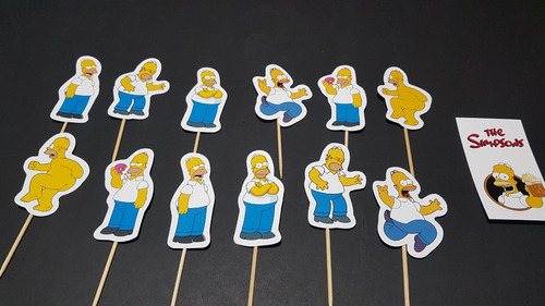 Adorno Cupcake Deco Pinchos Homero Simpson X12u