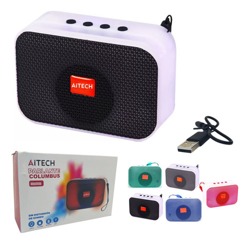 Parlante Aitech Columbus Bluetooth Luz Led Rgb De 5w Color Negro