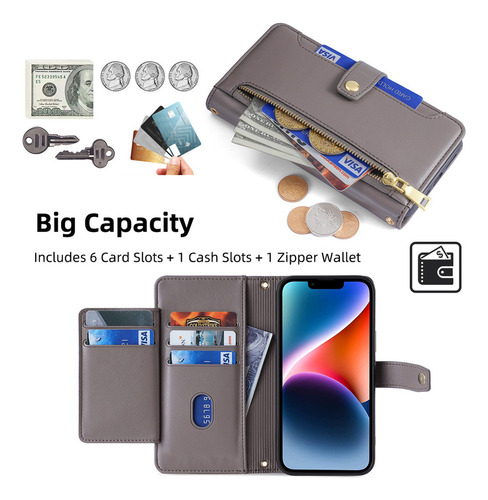 Funda De Cuero Para iPhone Carcasa De Bolsa Con 2 Correa