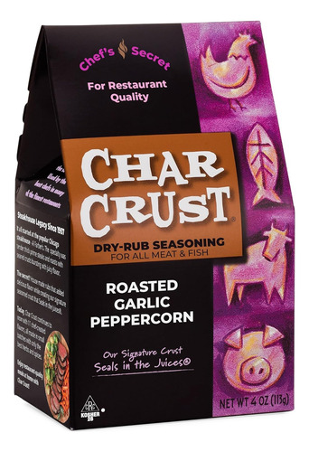 Char Crust Dry-rub, Ajo Asado Y Pimienta, 4 Oz/paquete De 6