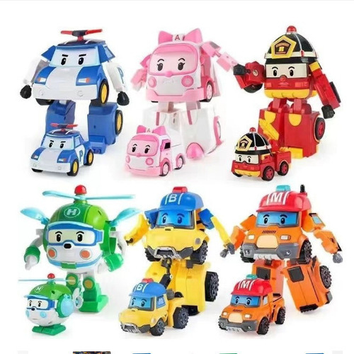 6 En 1 Robocar Poli Transformation Robot Coche Juguetes