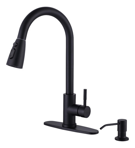 Grifo De Cocina Wowow Negro Mate Con Dispensador De Jabón Ac