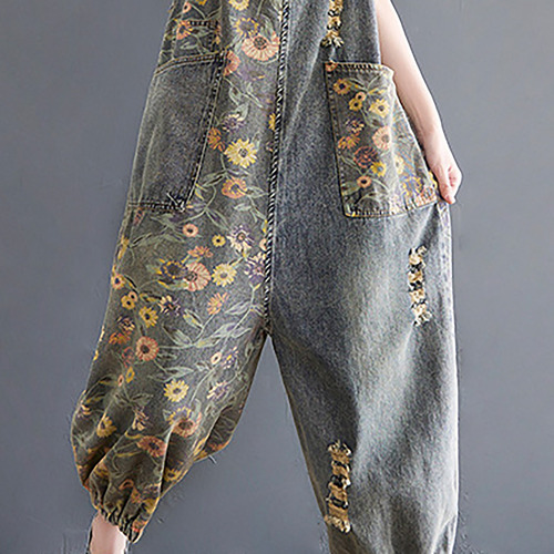 Mono De Mezclilla Para Mujer, Pantalones De Mezclilla Holgad