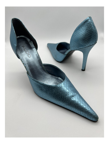 Zapatos De Tacón Aldo, De Piel Color Azul Metálico