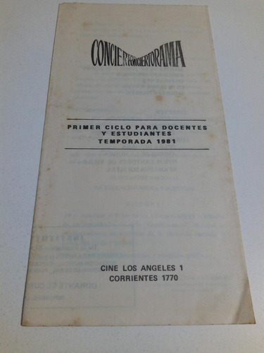 Cine/teatro Los Angeles 1,  Progra Temp 1981. Conciertorama