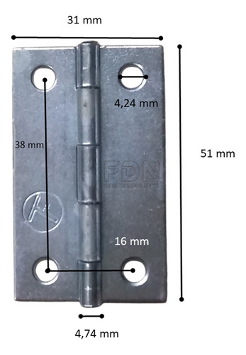 Bisagra Libro Hº Zincado Combo 1 - 25+32+38+51 Mm - Fdn