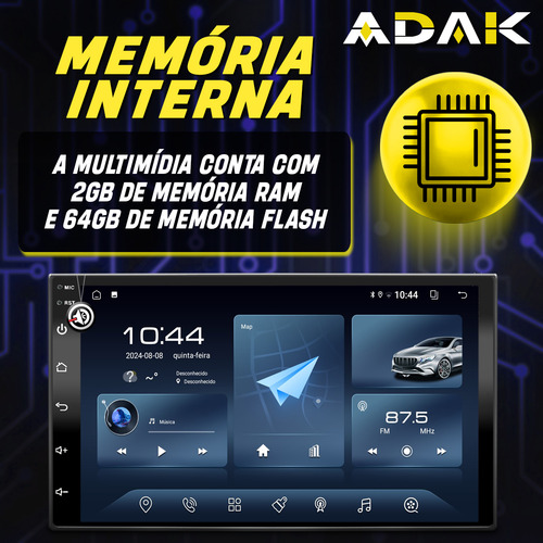 Kit Com Central Multimidia Carplay + Moldura 7 Polegadas