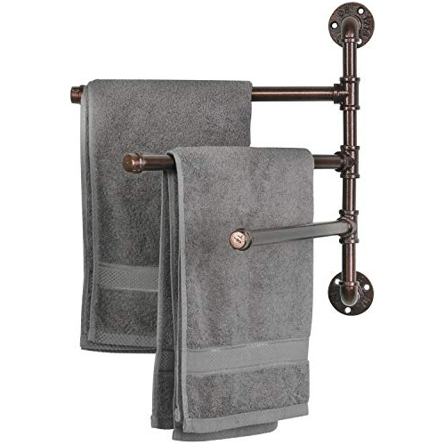 Wall Mounted Bathroom Towel Rack, Black Metal Industria...