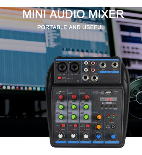 Mix Mesa De Pequena, 4 Canais Bluetooth Mp3 Usb Mixer