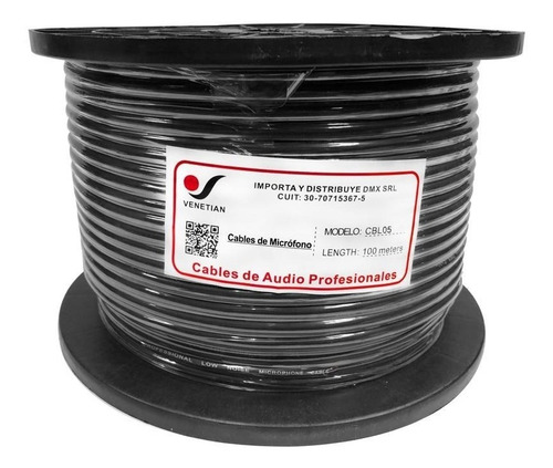 Venetian Cbl05 Rollo Cable Xlr 100 Metros Microfono Audio
