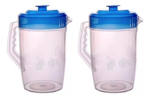 Jarra De 4 Litros De Plastico Resistente Con Tapa Set 2 Pzas Color