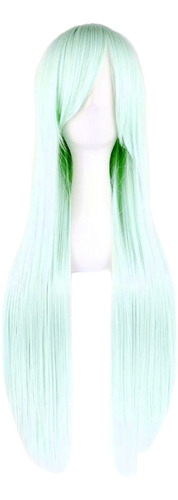 Peluca Menta Aqua Celeste ( Azul Claro) Cabello Liso Cosplay