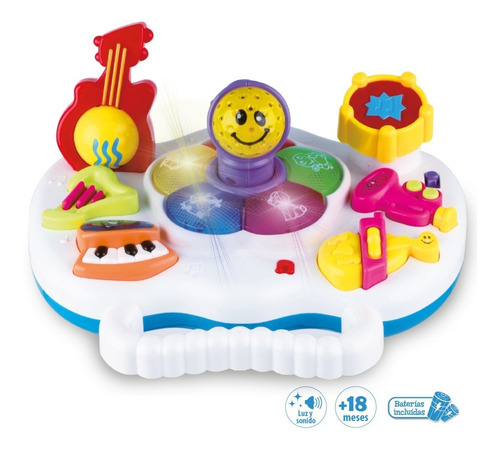 Imagen 3 de 10 de Piano Mesa Dj Orquesta Infantil Con Luz Y Sonido Duende Azul