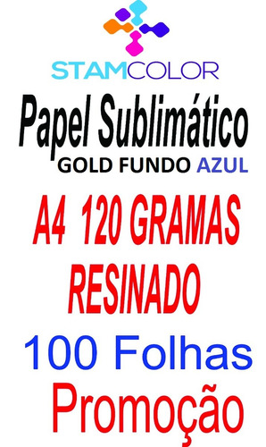 Papel Sublimatico, A4 120g Fundo Azul, Pacote 100 Folhas P7