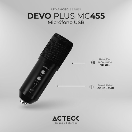 Microfono Actek Condensador Streaming Usb C Devo Plus Mc455