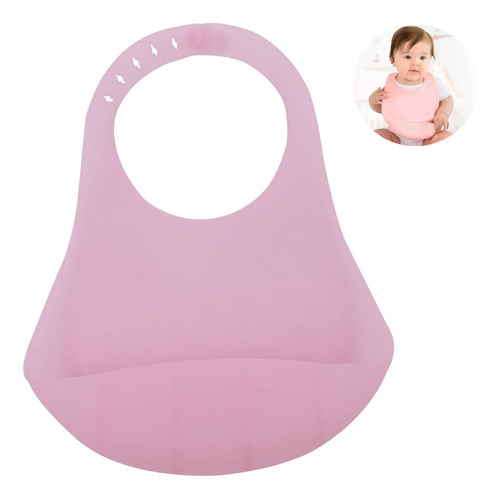 Babador Silicone Rosa Com Cinta E Bolso Cata Migalhas Mimo