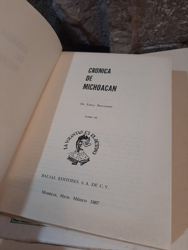 2 Libros Crónica De Michoacán Tomos I Y Iii (usado)