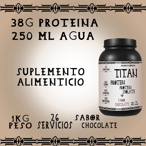 Proteina Whey Isolatada 1kg Titan Suplement Varios Sabores Chocolate