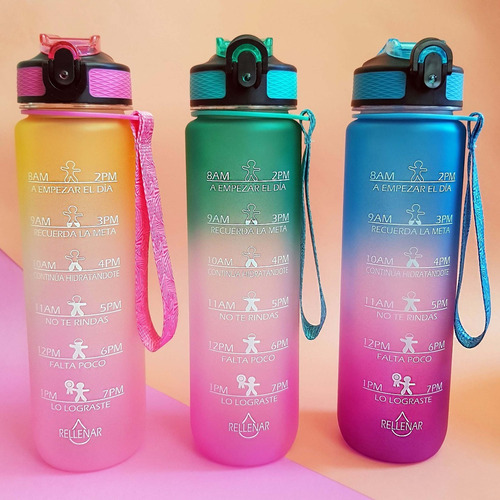 Imagen 10 de 10 de Botellas De Agua Con Marcador De Tiempo Bpa Free