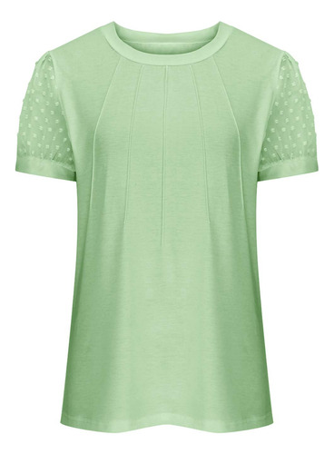 Blusa Casual De Malla Sólida Vintage Con Cuello Redondo Para
