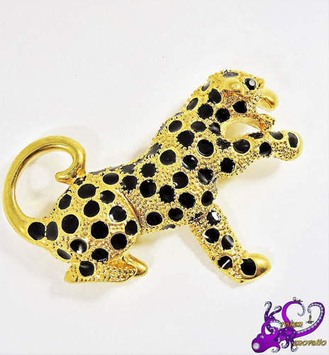 Leopardo Dorado Bisutería Fina Moda Broche C/cajita