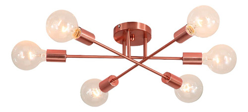 Lustre Sputnik Moderno Para Sala De Jantar Hashteg 6 Hastes Estrutura Rosé